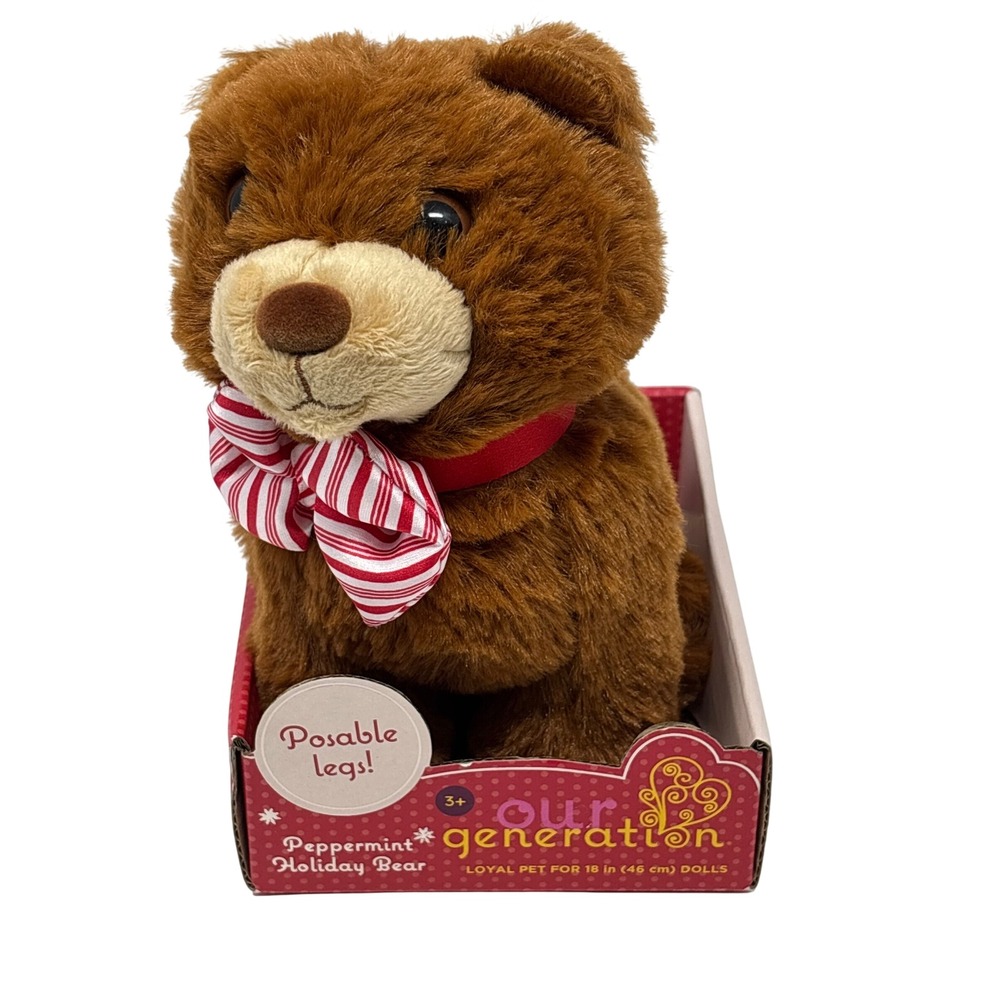 Our Generation Peppermint Holiday Bear Posable Plush Pet for 18in Dolls BD35548